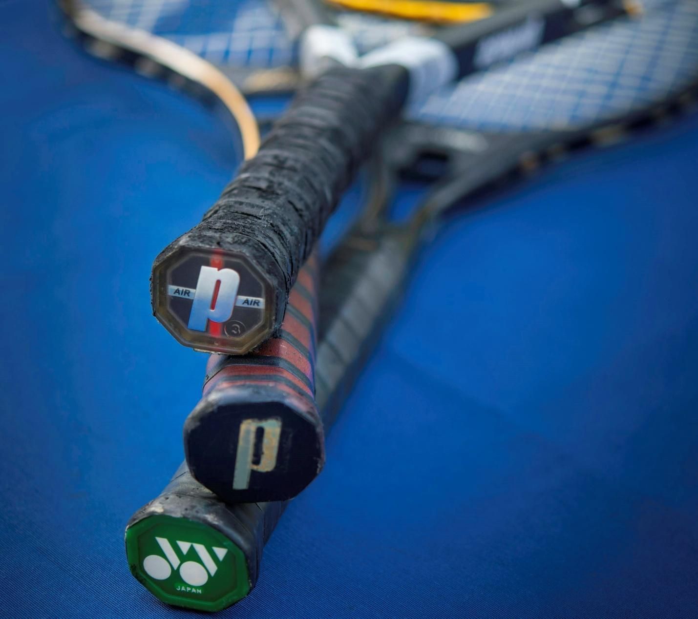 Various tennis racquet grips.